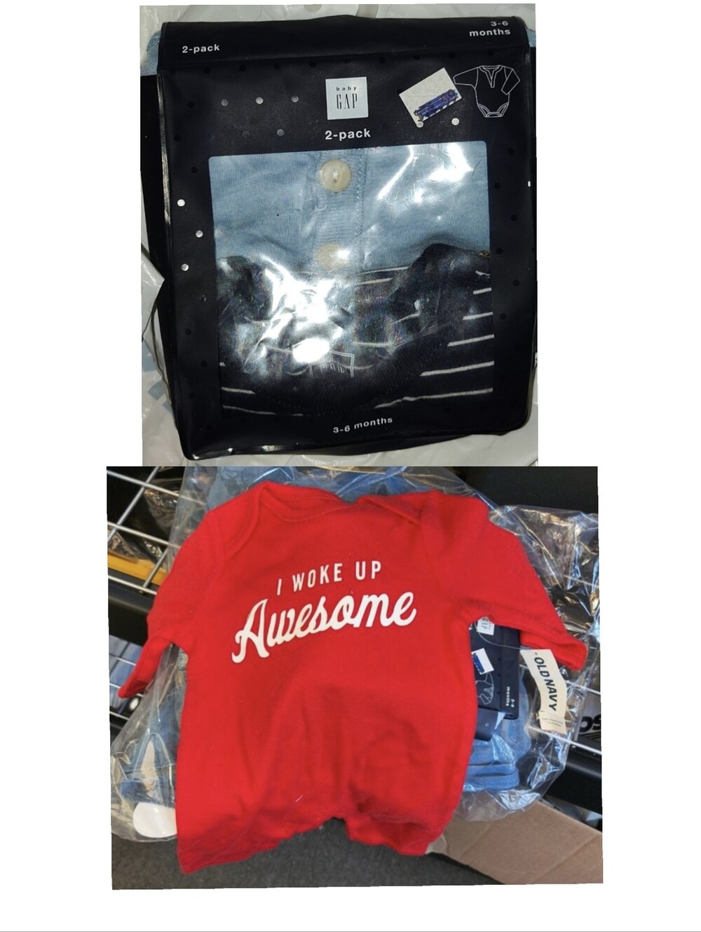 New! (2) Baby Newborn GAP 2-Pack Infant Bodysuits - Blue & Navy Red 0-3-6 Months